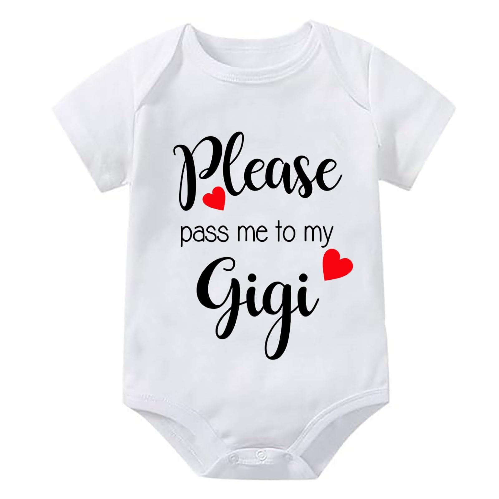 WOOYONGING Please Pass Me To My Gigi Romper Newborn Short Sleeve Take Home Outfit for Baby Boy White Baby Clothes 0-3 Months Girl