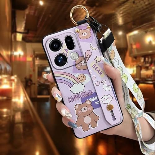 Phone Case Compatible with OPPO Find X9 Pro, Protective Soft case Wristband Design Back Cover Cute Dirt-resistant Phone Holder D