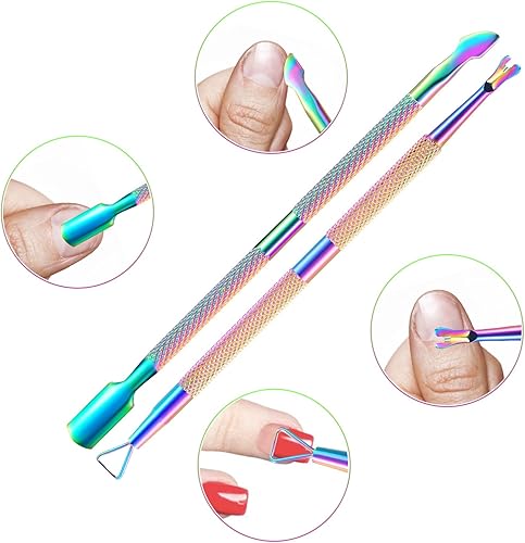 Miniatura 3 de 2 empujadores de cutículas y removedor de corte, raspador de uñas de salón para esmalte de gel, herramienta de limpieza de manicura y pedicura de