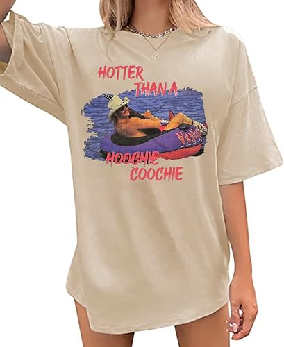 Miniatura 4 de Hotter Than a Hoochie Coochie - Camiseta de gran tamaño para mujer, para verano, playa, vacaciones, tops vintage con gráficos de música country