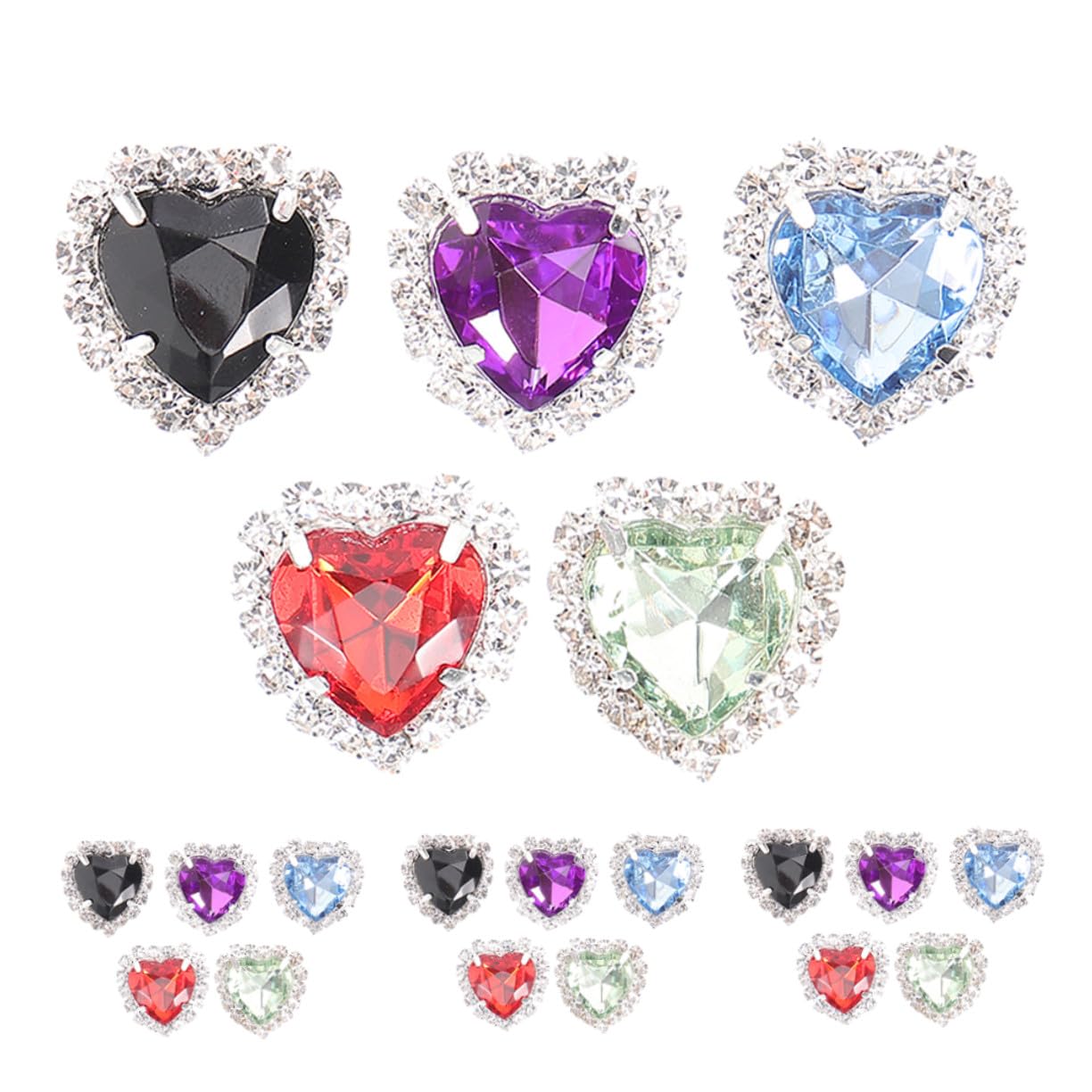 Botones de strass corazón metal para coser cristales planos ropa y bolsos 30 uds