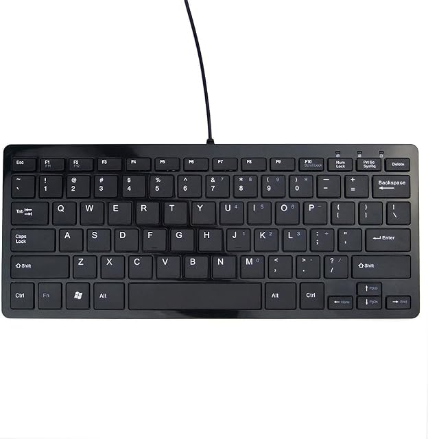 Meiego Super Slim USB 2.0 Mini Keyboard 78 Key Black Small Compact Thin Laptop PC Keybord for Windows 7 XP Vista