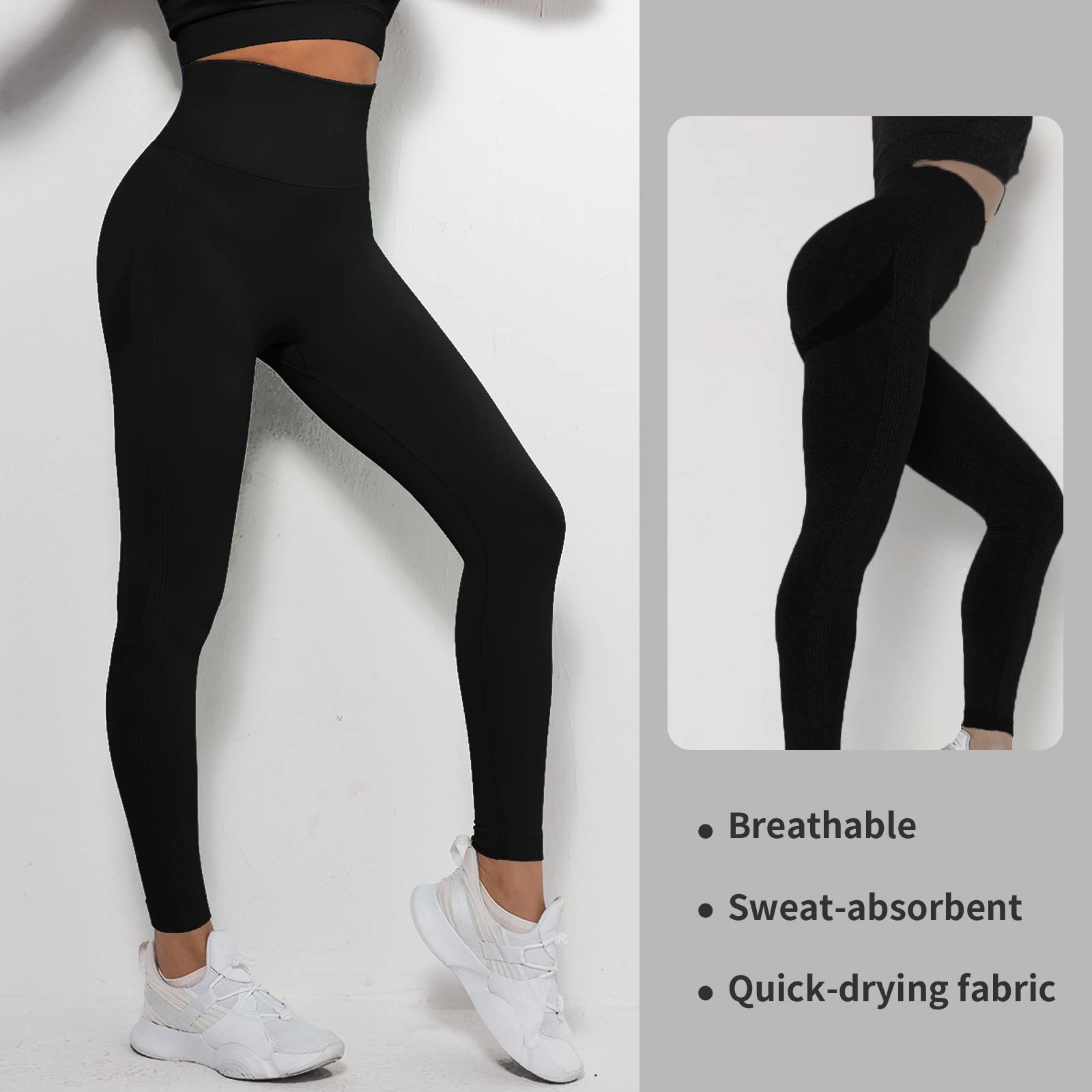 Merlvida Leggins Sportivi Donna Vita Alta Leggings Push Up Pantaloni Palestra Controllo della Pancia Anticellulite Pantacollant Opaco Elastici Tuta Collant Abbigliamento Sportivo Donna Yoga Fitness