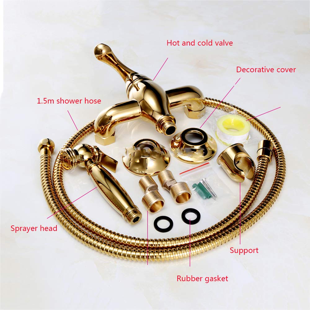 Spruzzatore per bidet con acqua fredda e calda, in ottone, portatile, per doccia, doccia, bidet, rubinetto per l'igiene personale, bagno per animali domestici, titanio oro
