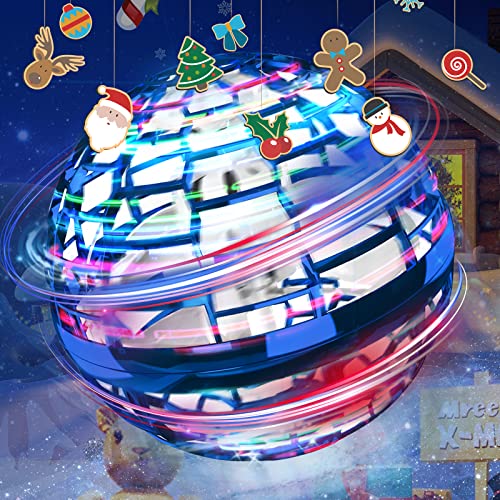 Flying Space Orb Ball, Magic Flying Hover Orb Ball Hand Controlled Fly Spinner Mini Drone Ball Globe Boomerang Nebula Ball, Soring Fly Orb for Kids Adults Cool UFO Toys Gift Outdoor Indoor (Blue)