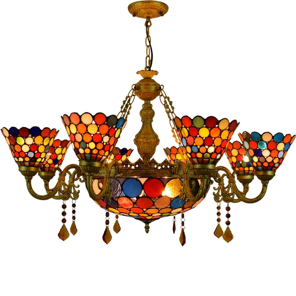 METTEOR Ceiling Pendant Light Fixture 8 S Chandelier Tiffany Big Chandelier Colorful Style Glass Pendant Lamp For Lobby Living Restaurant Bar