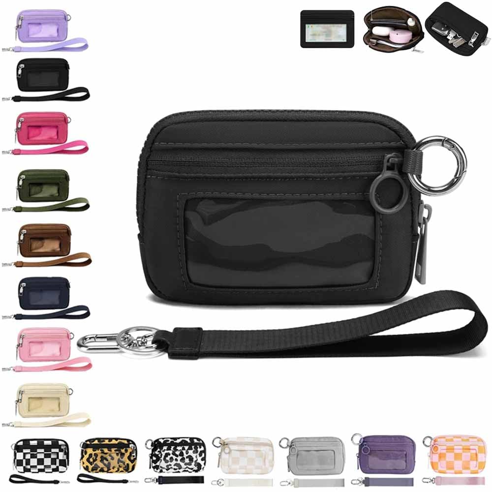 QWSYGH The Iris' Wallet 2nd Gen, The Iris Pouch Wristlet, Zip Card Case with ID Window/Hand Strap