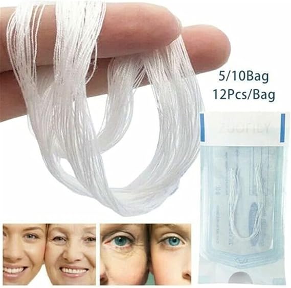 Instant Soluble Face Protein Thread Lifting, Anti-Aging Wrinkle Firming Lifting Skin Care, Absorbable Collagen Thread for Face Lift, Reduce Fine Lines Wrinkle (60pcs)