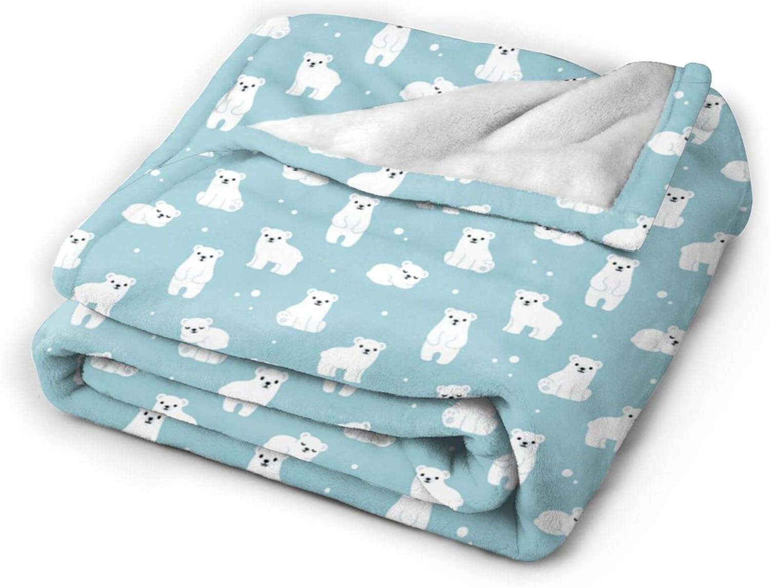 Perinsto Cute Cartoon Polar Bear Throw Blanket Ultra Soft Warm All Season Decorative Fleece Blankets for Bed Chair Car Sofa Couch Bedroom 60" X 50" - Image 2