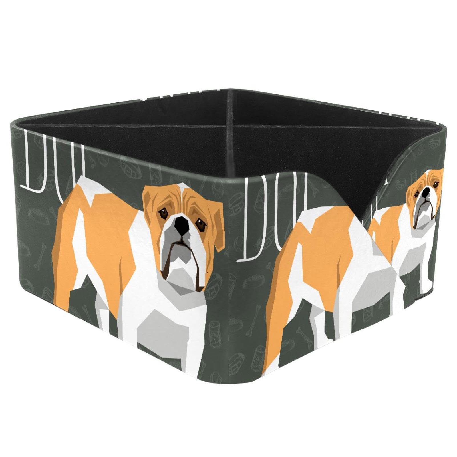 KengjuTesu Cute Bulldog Desktop Organizer Pen Holder, Rectangular Pencil Cup for Office, Study and Makeup Stations