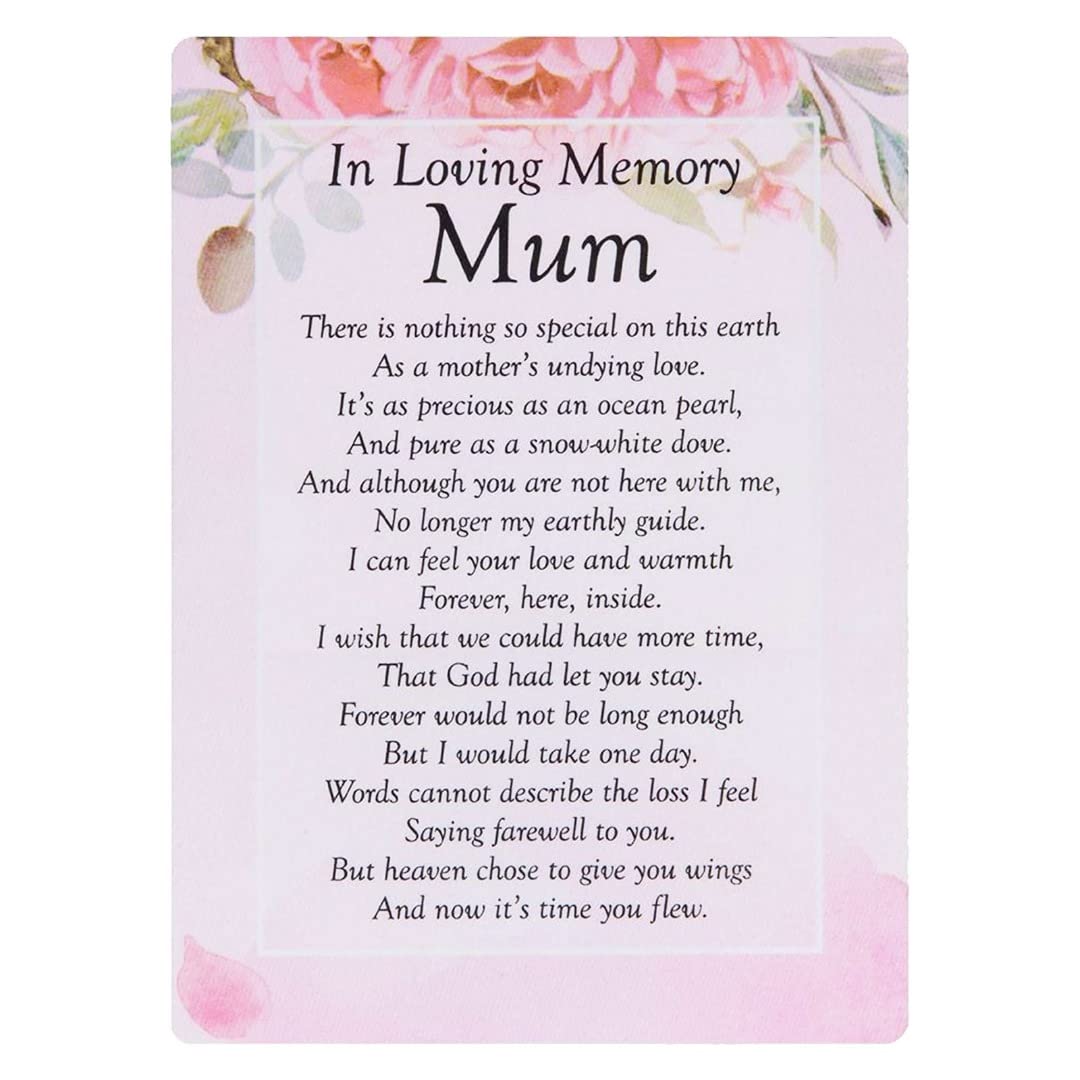 Angraves Loving Memory Mum Pink Memorial Remembrance Verse Plastic Coated Grave Graveside Card