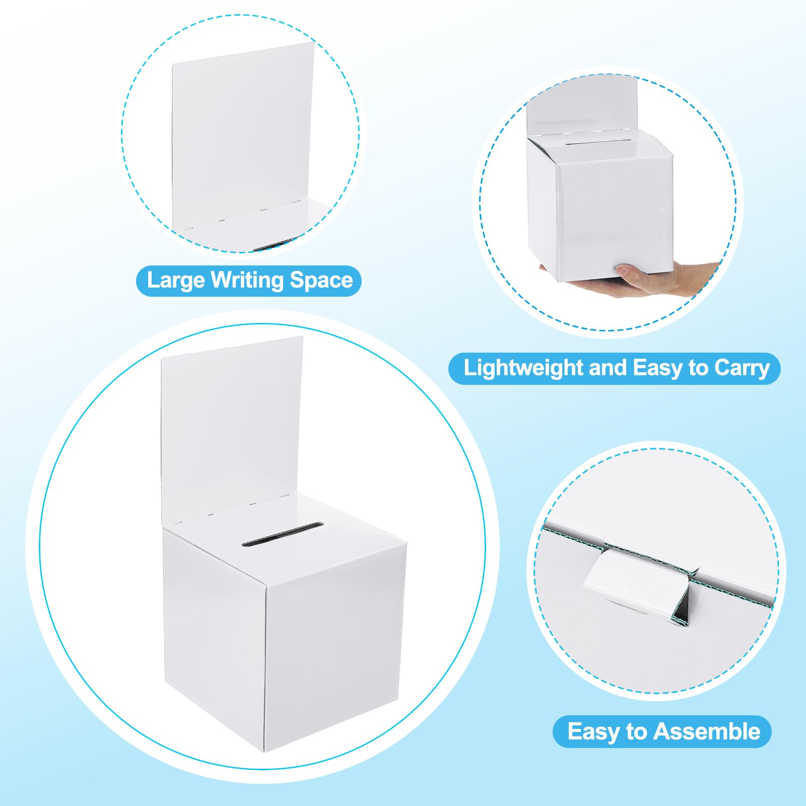 PATIKIL Cardboard Suggestion Box, 4 Pcs 6"x6"x6" Ballot Box with Removable Header Board Raffle Box for Suggestion Collection - Image 3