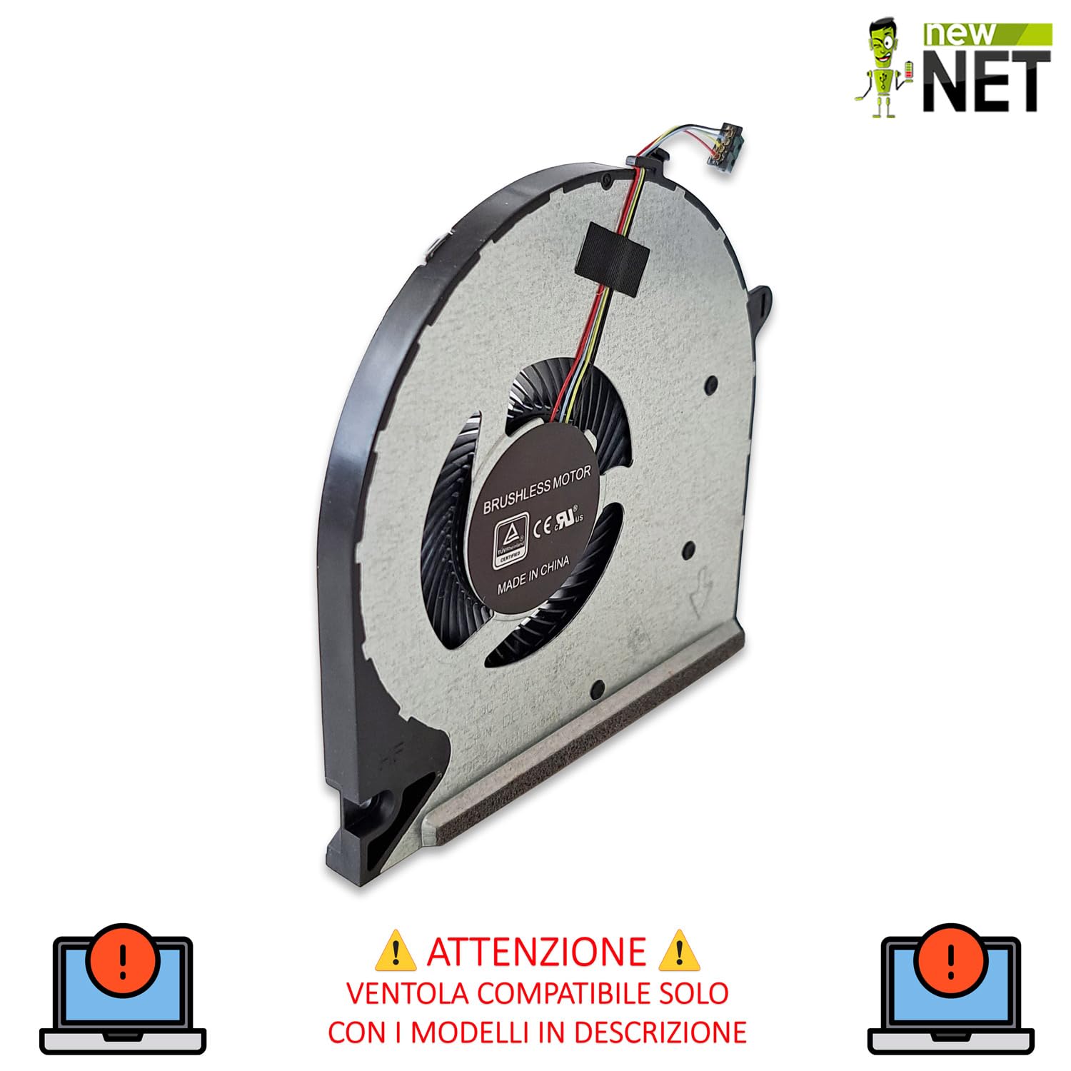 New Net - Ventola CPU Fan compatibile con HP 15-dw, 15-gw, 15s-dr, 15s-du, 15s-dy, 15s-gr, 15s-gu, 15t-dw, 15z-gw, 250 G8, 250 G9, 250R G9, 255 G8, 255 G9, 256 G8 [4 pin - diametro 55 mm]