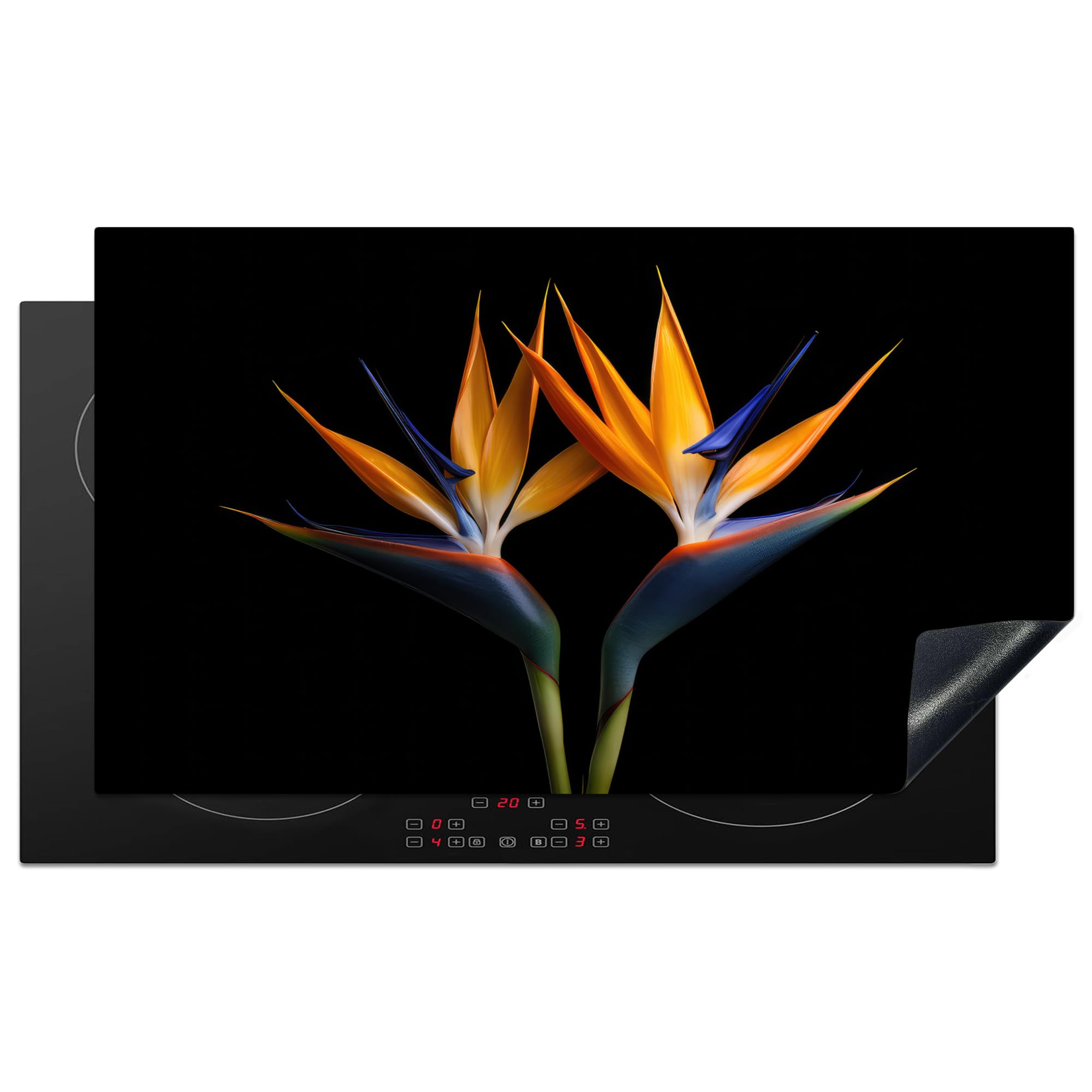 KitchenYeah© Induction Hob Protector Mat 20.5"x35.9" / 91.2x52 cm Cooker Top Protectors Cover Ceramic Covers Electric Hobs Vinyl Plants - Flowers - Bird of Paradise Flower - Portrait — image 1