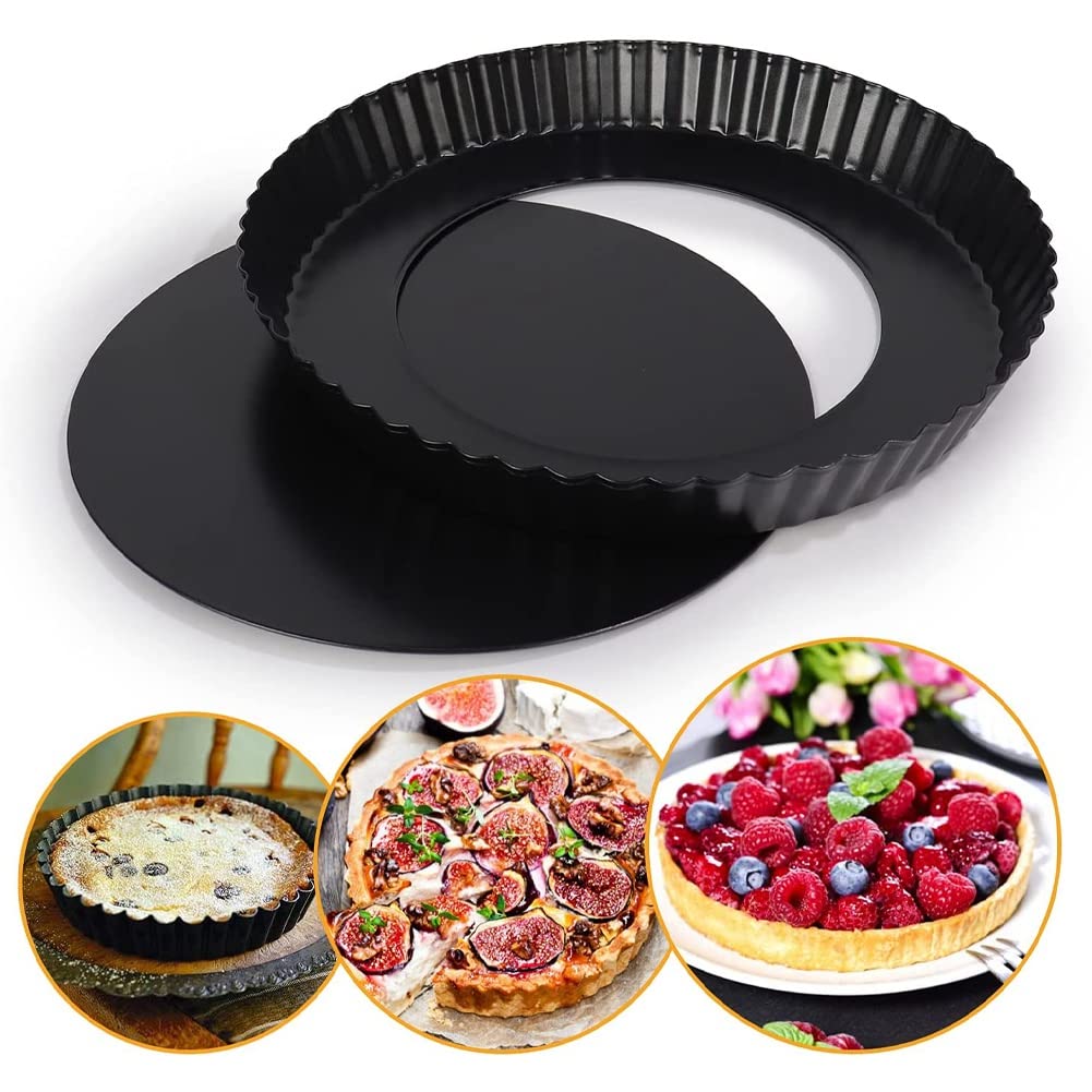2 Tarteformen 22,9 Cm Mit Antihaftbeschichtetem, Abnehmbarem Boden – Aus Karbonstahl Für Quiche, Käsekuchen & Torten