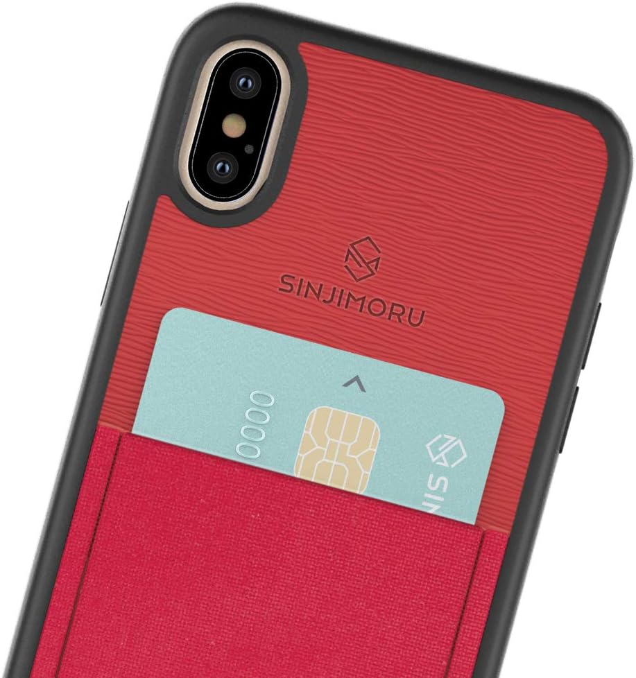 Sinjimoru iPhone Xs Max Case with Card Holder, Slim Card Wallet Case. Sinji Pouch Case for iPhone Xs Max (2018), Red