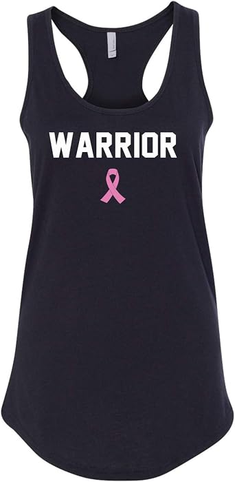Breast Cancer Warrior Pink Ribbon | Ladies Womens Racerback Tank Top | Fighting Awareness Month | Gift | Black 578