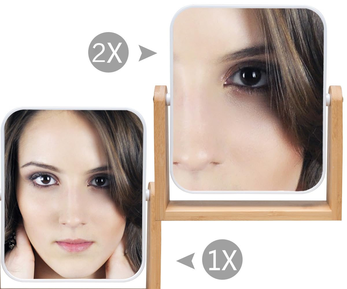 Vanity Makeup Mirror with Bamboo Stand