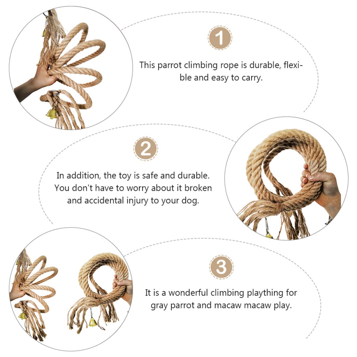 BESPORTBLE 2pezzi Rope Toy Per Pappagallo Gioco Per Pappagalli Macaw Materiale Resistente e Sicuro Per Arrampicate e Divertimento Degli Uccelli