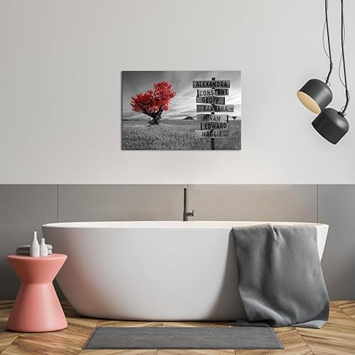 Miniatura 6 de iLOOKLiKE Letrero de calle personalizado de Crossroads con nombre de familia, arte de pared de amor, corazón, árbol, pintura, lienzo con varios