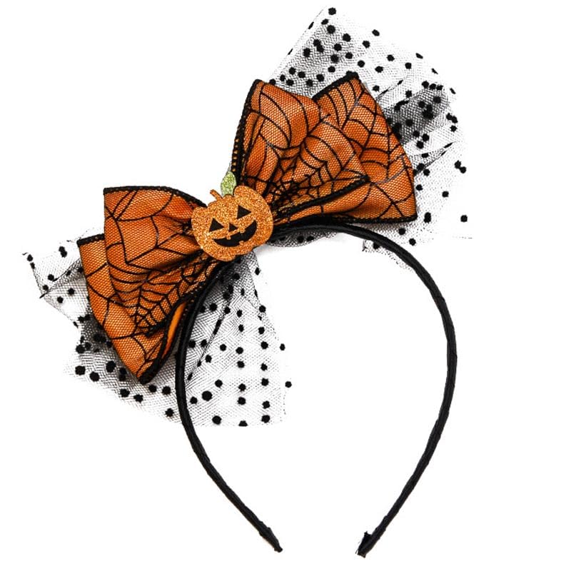 BELSITA Halloween Headbands Pumpkin Bow Design Hair Bands Happy Halloween Party Hair Accessories for Kids Women Cute Pumpkin Mesh Headwear Hair Hoop for Fall Hair Decorations