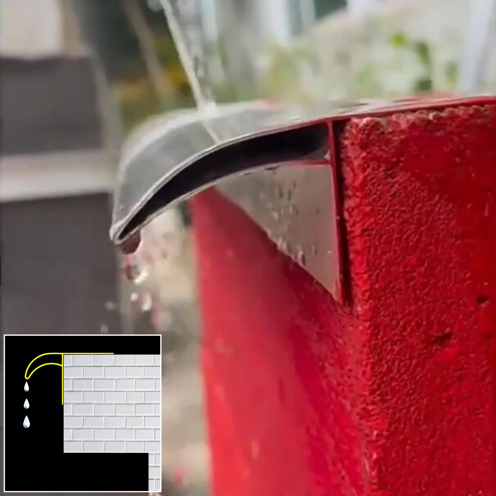 Genérico Deflectores de Lluvia de Goma para Ventanas, Protectores de Goteo de Goma Flexibles para Puertas Exteriores, bloqueadores de Agua para Ventanas, Deflector de Borde de Goteo de Aluminio para