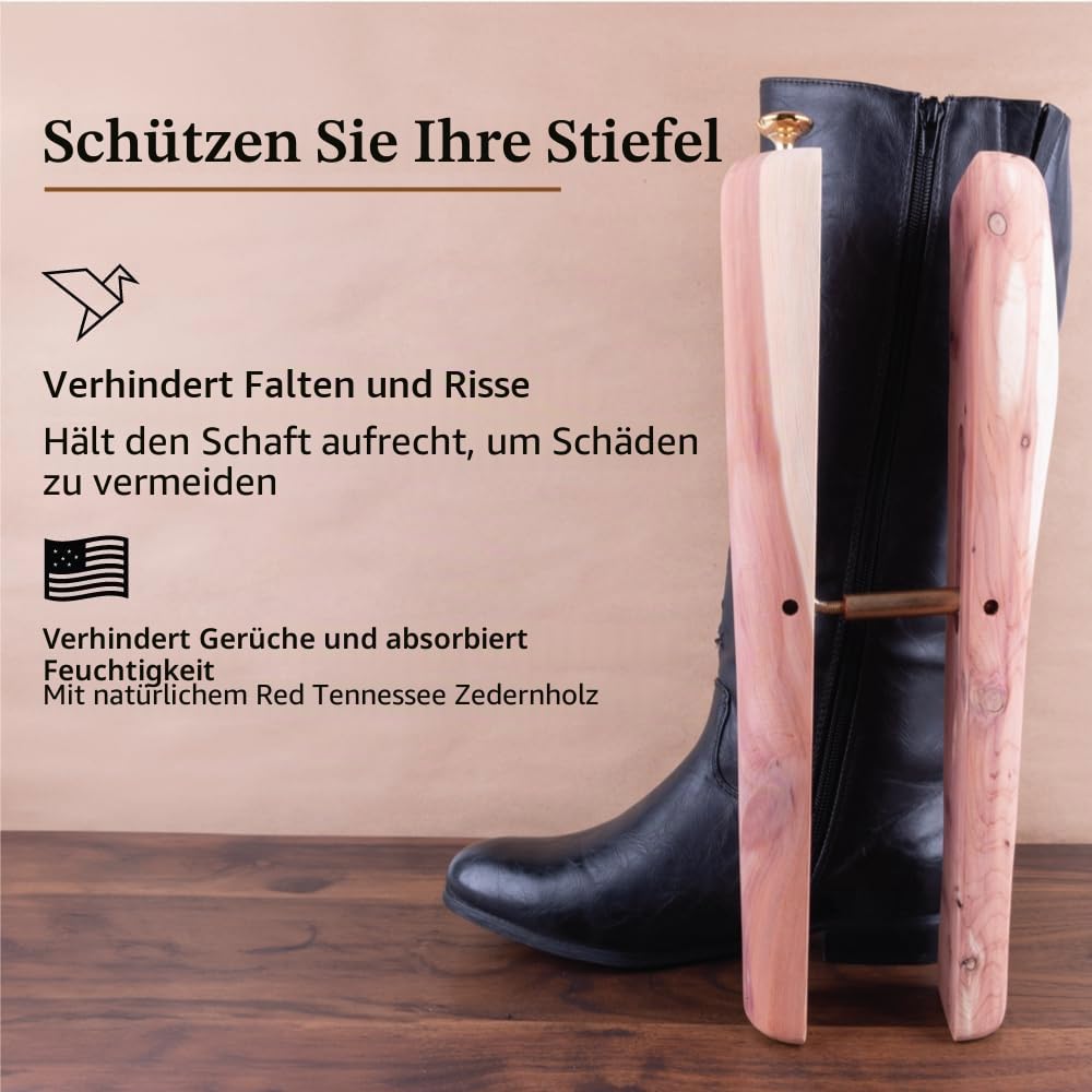FootFitter Aromatic Cedar Boot Shaft Shapers, Premium Cedar Wood Unisex Boot Shaft Shaper Inserts, Keeps Boots From Creasing