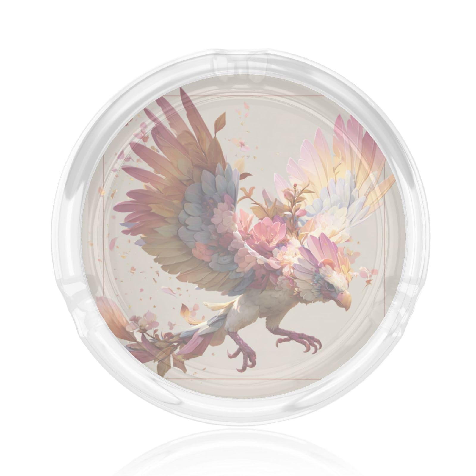 Floral Bird Creature Glass Ashtray For Cigarettes Ash Trays Case For Home Office Decor