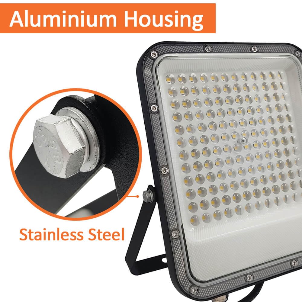 FactorLED Foco Exterior LED Negro, 150W (1050W), 17200Lm, Proyector AVANT PRO, IP65 Resistente al agua, muy resistente IK10, Luz blanca natural 4000K (150, Vatios)