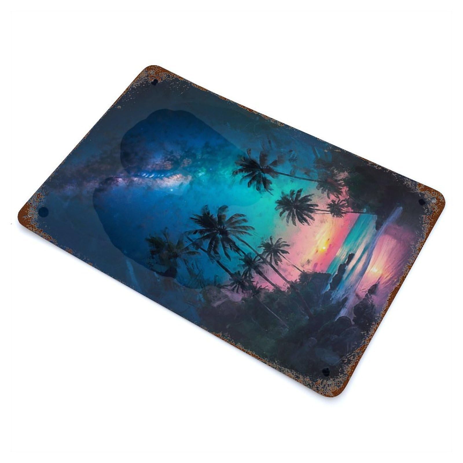 Cosmic Palms Decorative Tin Sign 11.8"x7.9", for Cafe, Home Bar And Lounge Decor, Decorative Metal Wall Art