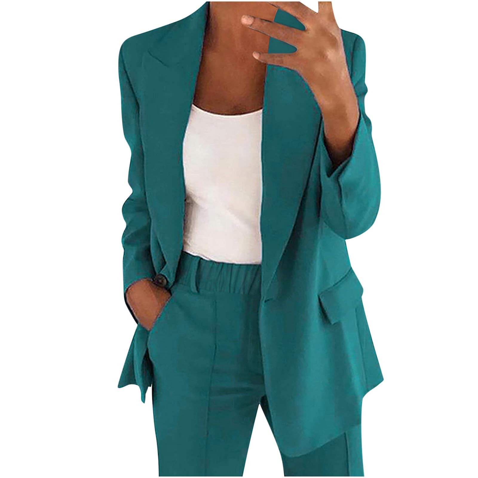 Blazer Sets Women 2 Piece Outfits Business Suit Casual Plus Size Pant Suits Wide Leg Pants Office Work