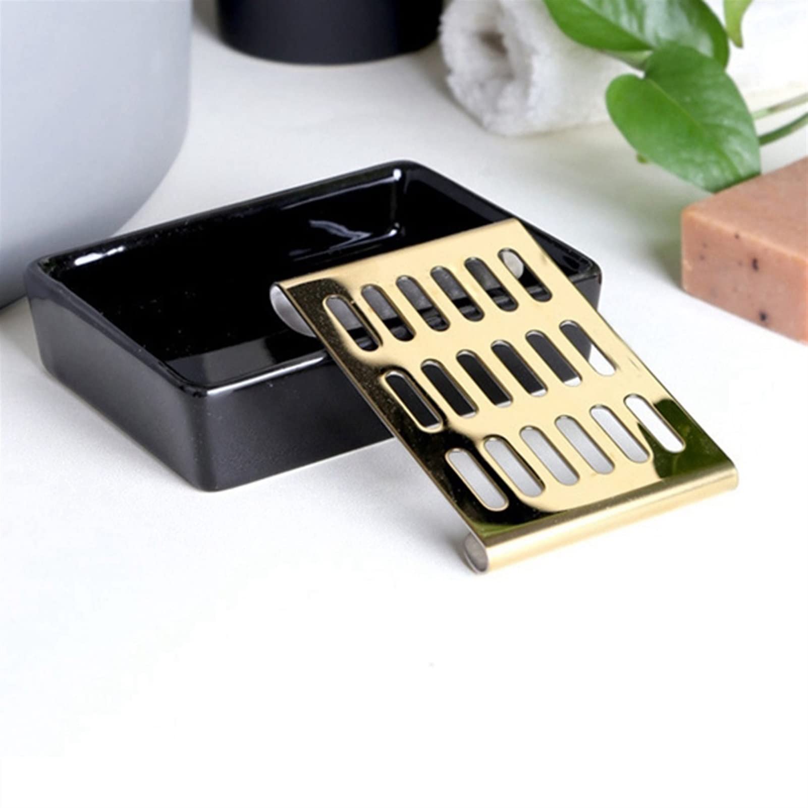 Jabonera Baño Black Cerámica Drenaje Jabonera Jabonera Rectangular Hood Soap Plato Creativo Hecho A Mano Esencial Póleo Bandeja Jabonera Ducha