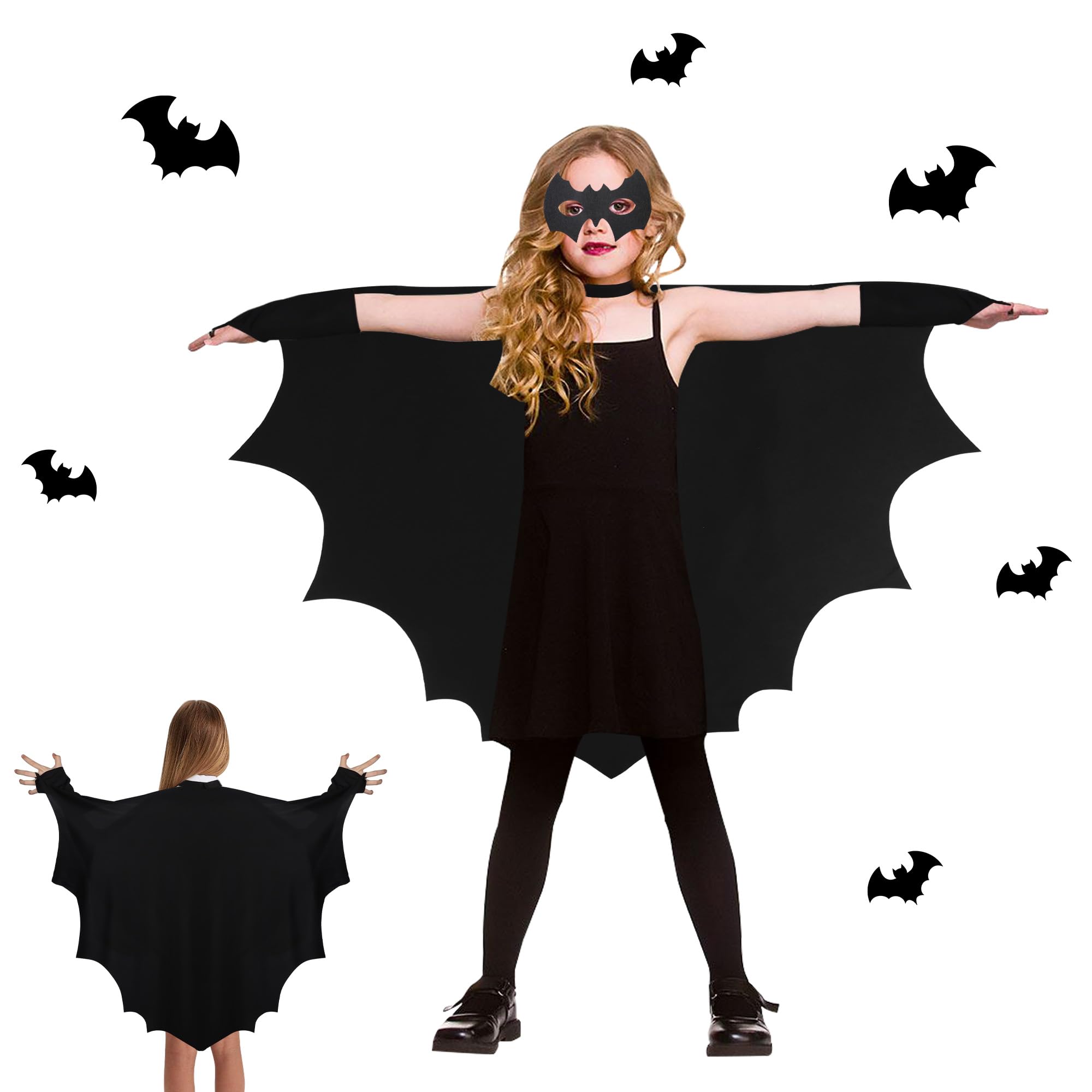 NiCola Kids Bat Costume, Bat Wings for Kids Girls bat Halloween Costume with Mask