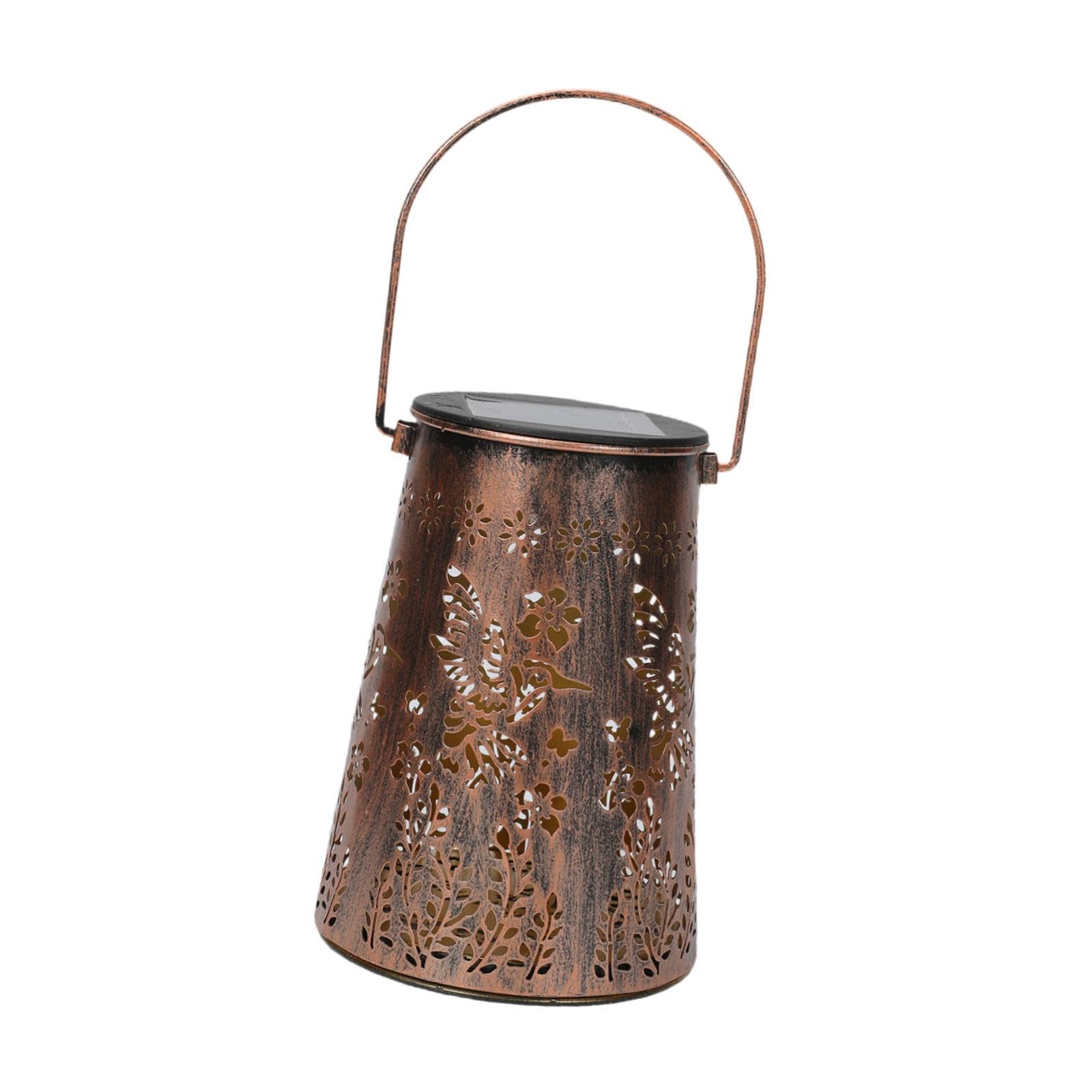 Lanterna Solare Lanterna da Esterno Lampada LED Appesa Proiezione Stelle Metallo Antico Impermeabile Adatta Spazi Esterni Casa Regalo, Luci Colorate