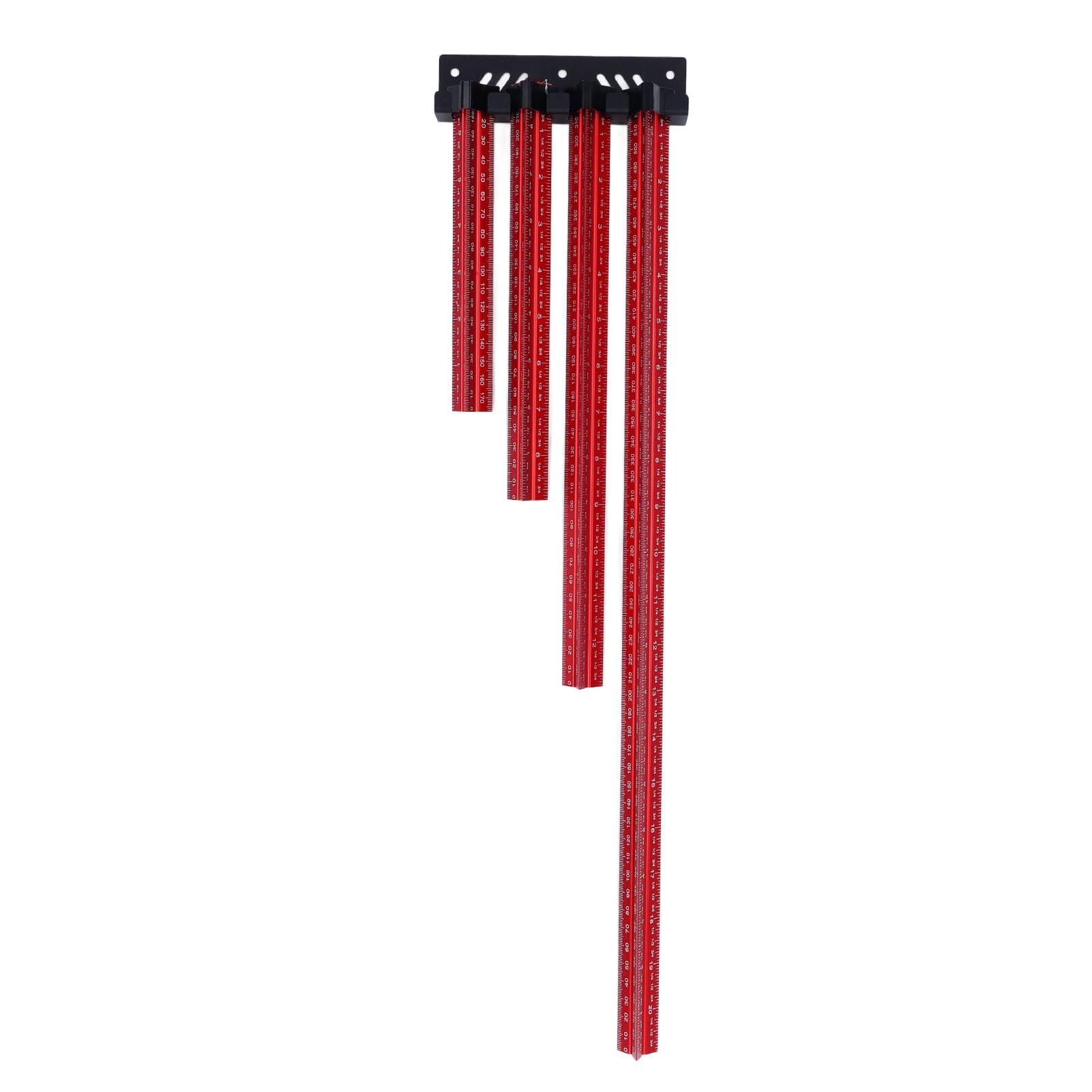Set 4 pezzi Righello per misurazione della lavorazione del legno 6 8 12 20 pollici Righello a scala triangolare metrico imperiale in lega di alluminio per architetti, ingegneri e