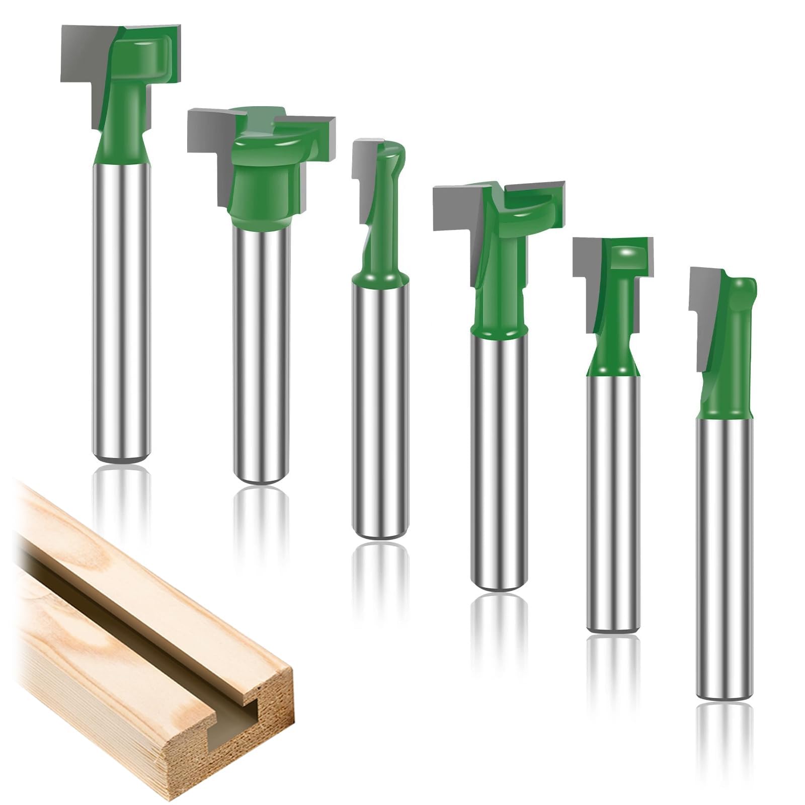6 Pièces Set Coupe de Bois T-Slot, Fraise en Rainure en T, Routeur à Rainure en T Forme Routeur Bits, Fraise À Rainure En T, Pour Outils électriques Outil de Menuiserie