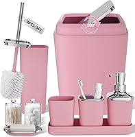 Vista 14 de Juego de accesorios de baño negro, juego de 9 piezas con cubo de basura, bandeja, dispensador de jabón, soporte para cepillo de dientes, taza