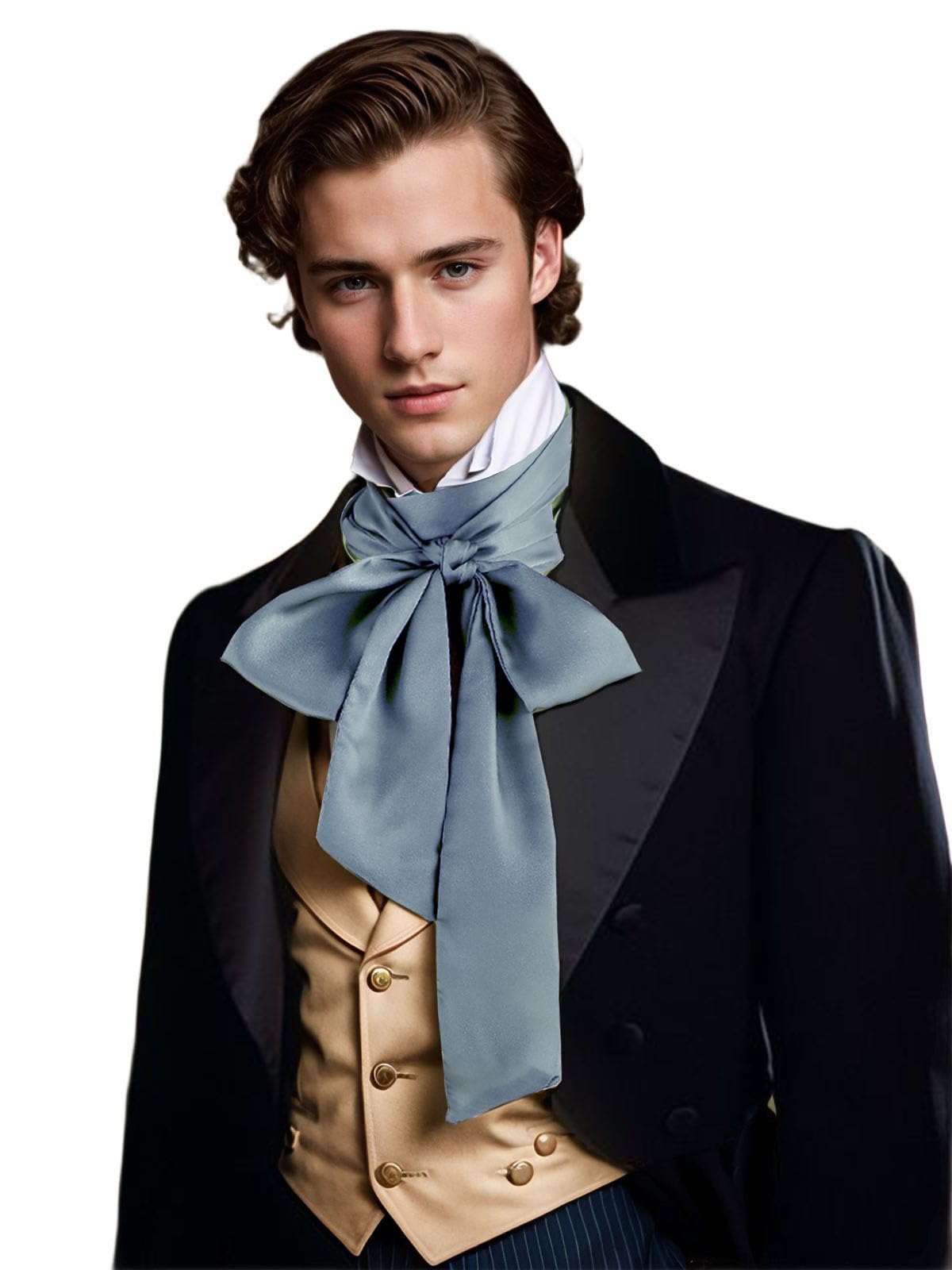 Unykaflor Renaissance Scarf Jabot Cravat,Mens Costume Collar for Victorian Edwardian Western Wedding Halloween Necktie