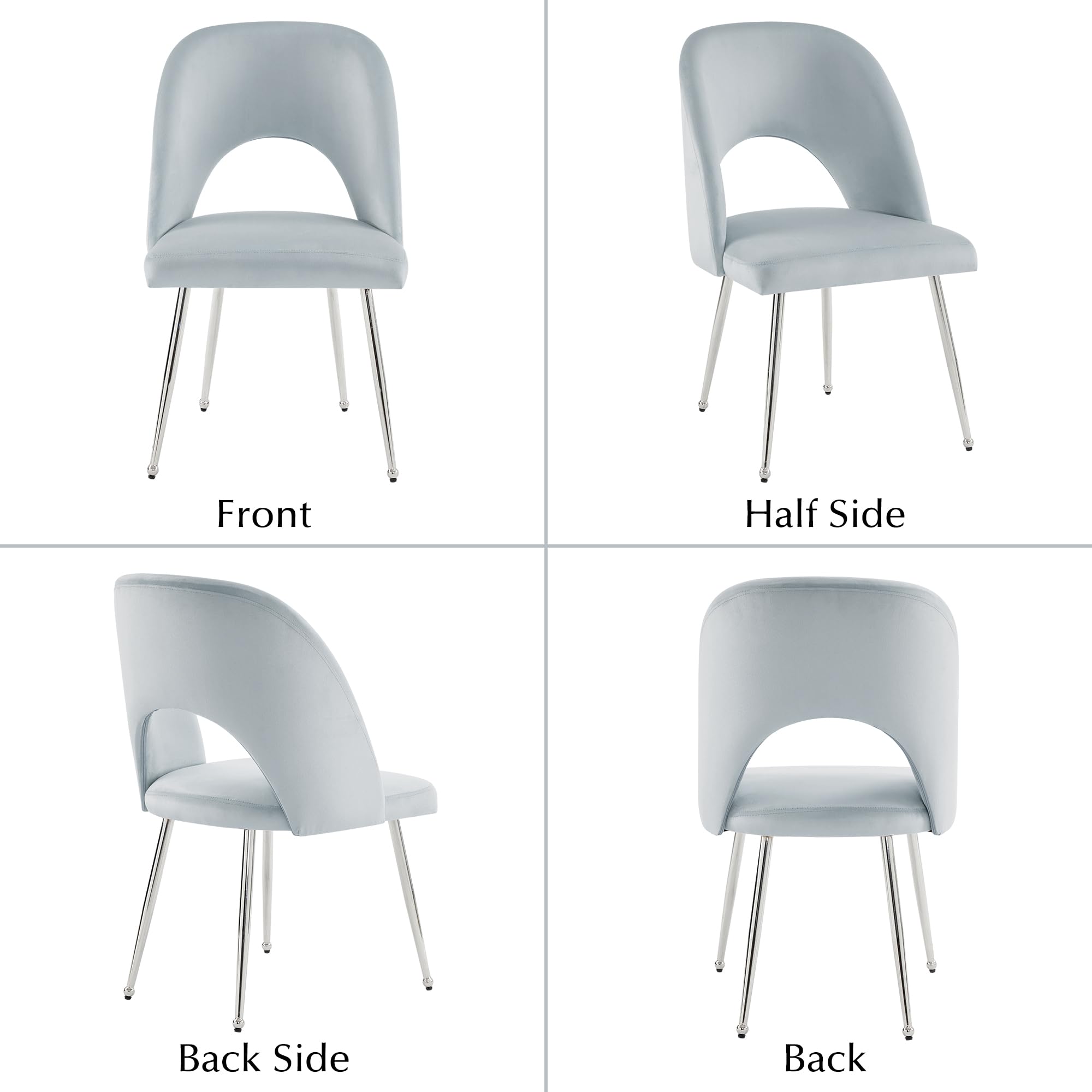 Lot de 2 chaises de salle à manger de luxe en velours gris foncé avec fonction pivotante, pieds en métal, siège élégant et confortable pour décoration de salle à manger élégante