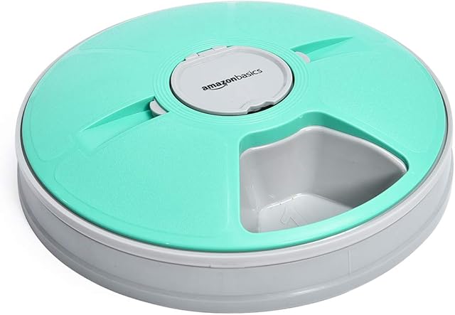 Amazon Basics Automatic Electronic Timed Pet Feeder 6 Portions, Teal