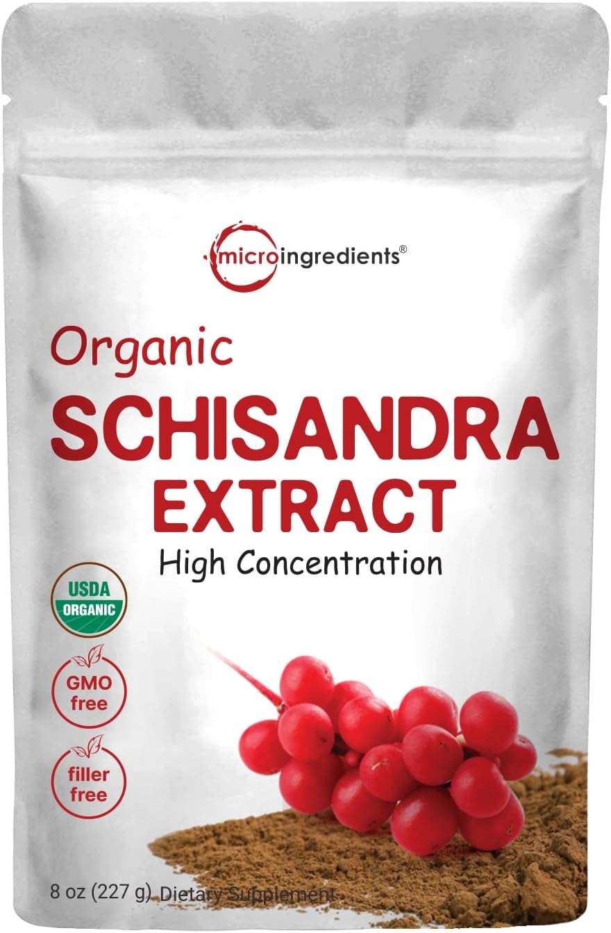 Micro Ingredients Organic Schisandra Extract Powder, 8 Ounce, Traditional Adaptogen and Filler Free, Pure Schisandra Supplement, Supports Liver Detox and Cognitive Health, No GMOs