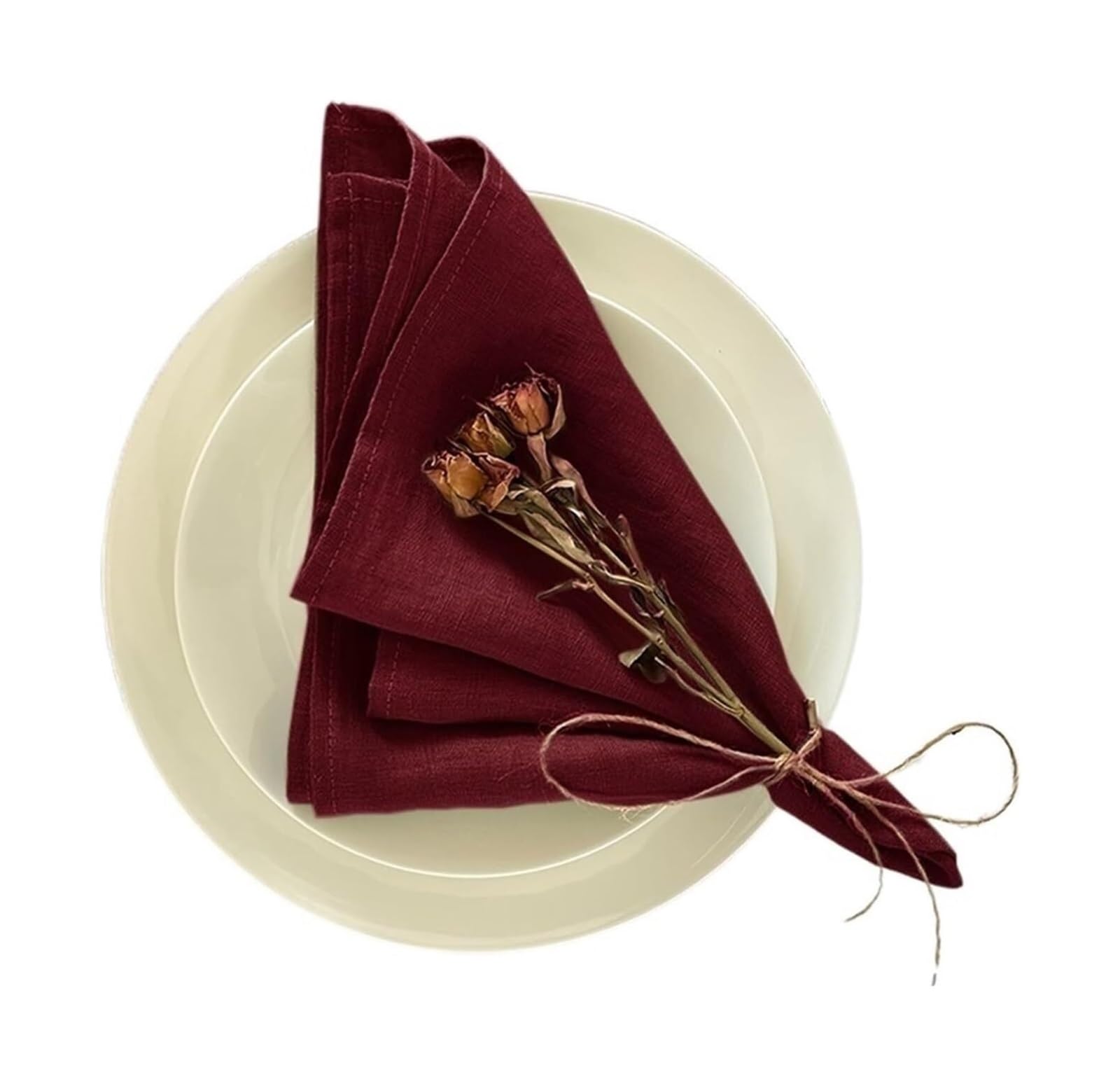 Niusabou Wine Red Cloth Dinner Table Napkins, Dinner Cloth Napkins Multicolor Cotton Ester