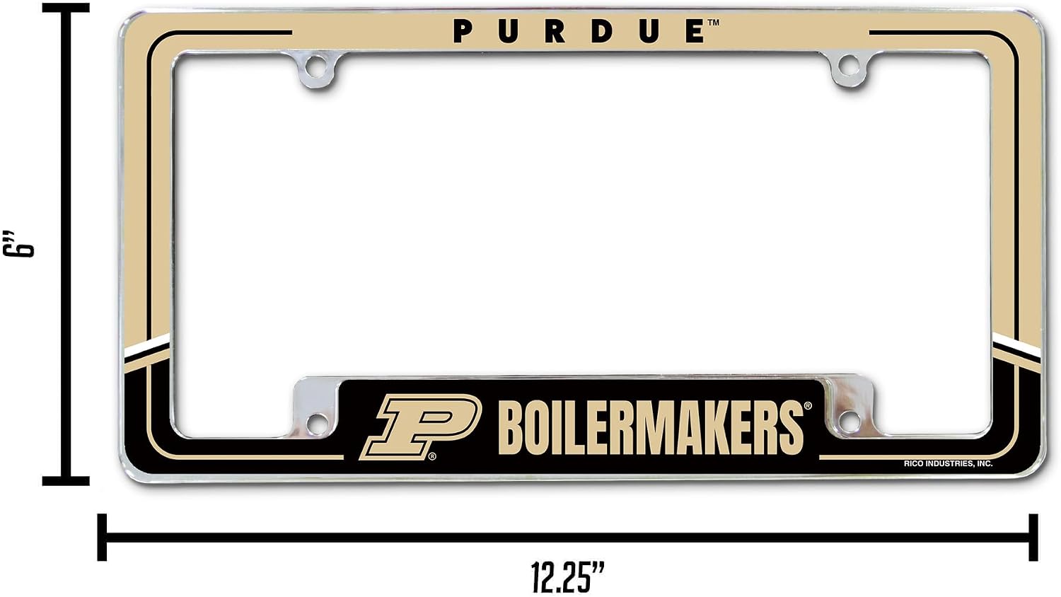 Rico Industries NCAA Two-Tone 12" x 6" Chrome All Over Automotive License Plate Frame for Car/Truck/SUV