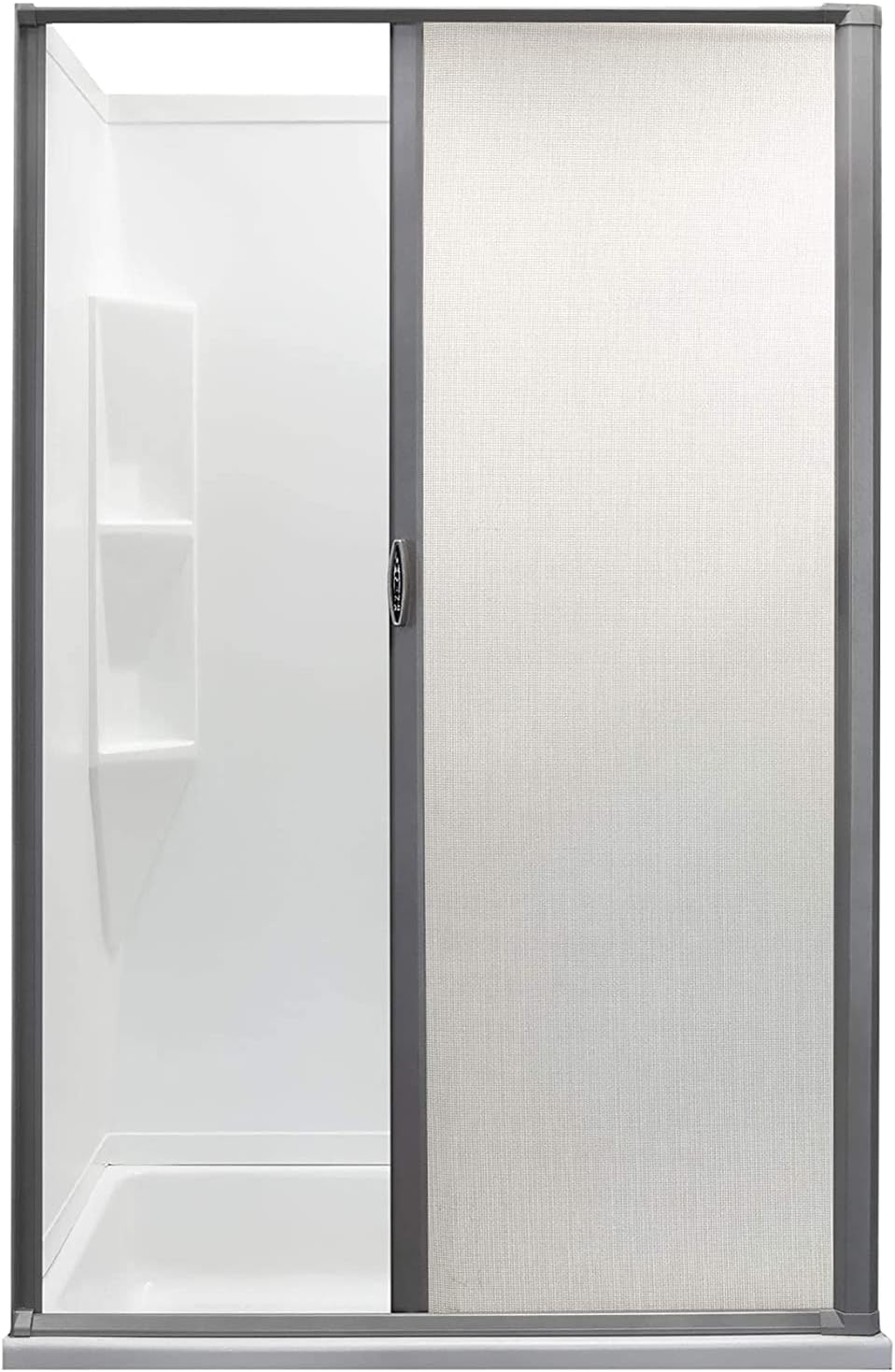RV Retractable Rolling Shower Doors | 4 Sizes - 2 Color Options | Replacement Shower Door | Woven Mesh Vinyl (36W x 57H, Platinum)