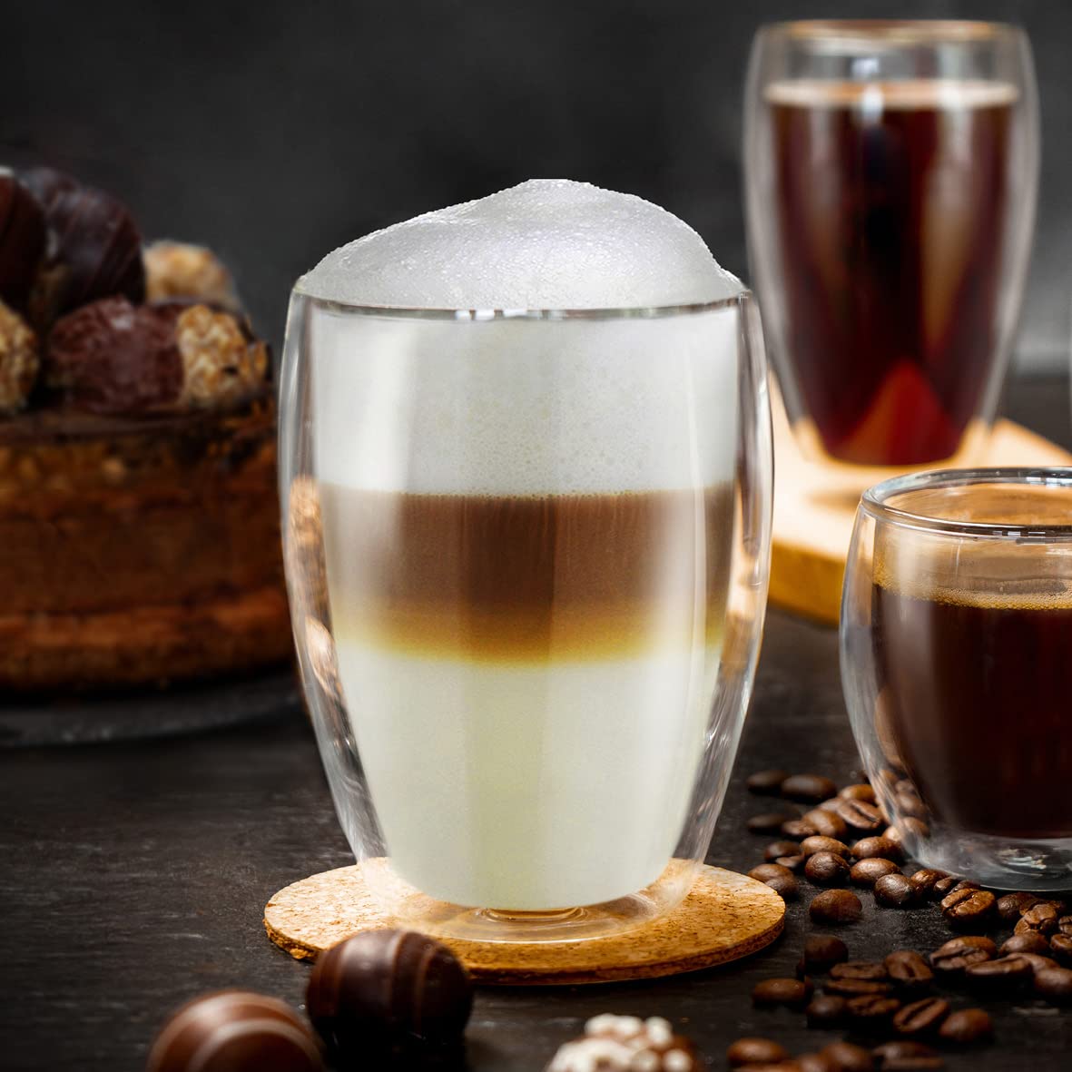 Creano doppelwandige Gläser 400ml „DG-Hoch“, 6er Set + 6x hochwertiger Kräutertee oder Früchtetee gratis