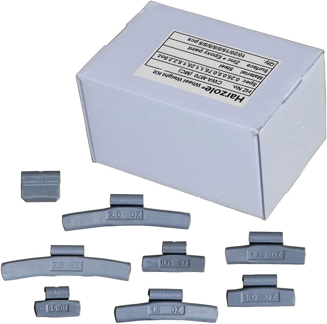 XTMC 70-Piece Lead-Free MC-Style Clip-On Wheel Weights Assortment 0.25-2.5oz - Secure Fit, Anti-Rust for Steel & Alloy Rims