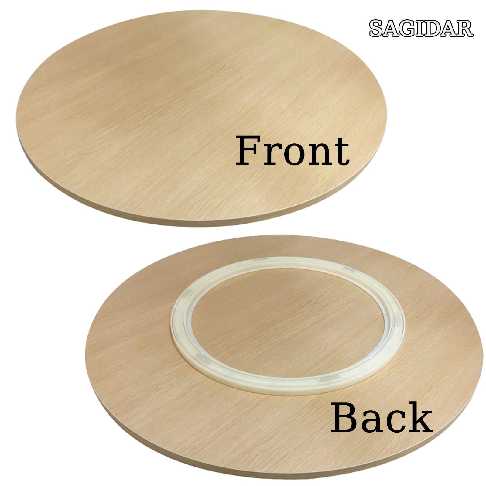 SAGIDAR Grand Plateau Tournant De Table À Manger, Plaque De Service Rotative, Plateau Rotatif en Bois Rond, Diamètre 50cm-100cm, Pas Facile À Incliner, Robuste Et Durable, Roulement Silencieux