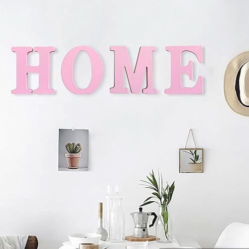 Miniatura 7 de AOCEAN Letras de madera rosa de 8 pulgadas, letras de madera sin terminar para decoración de pared, letras decorativas de pie en rodajas, decoración