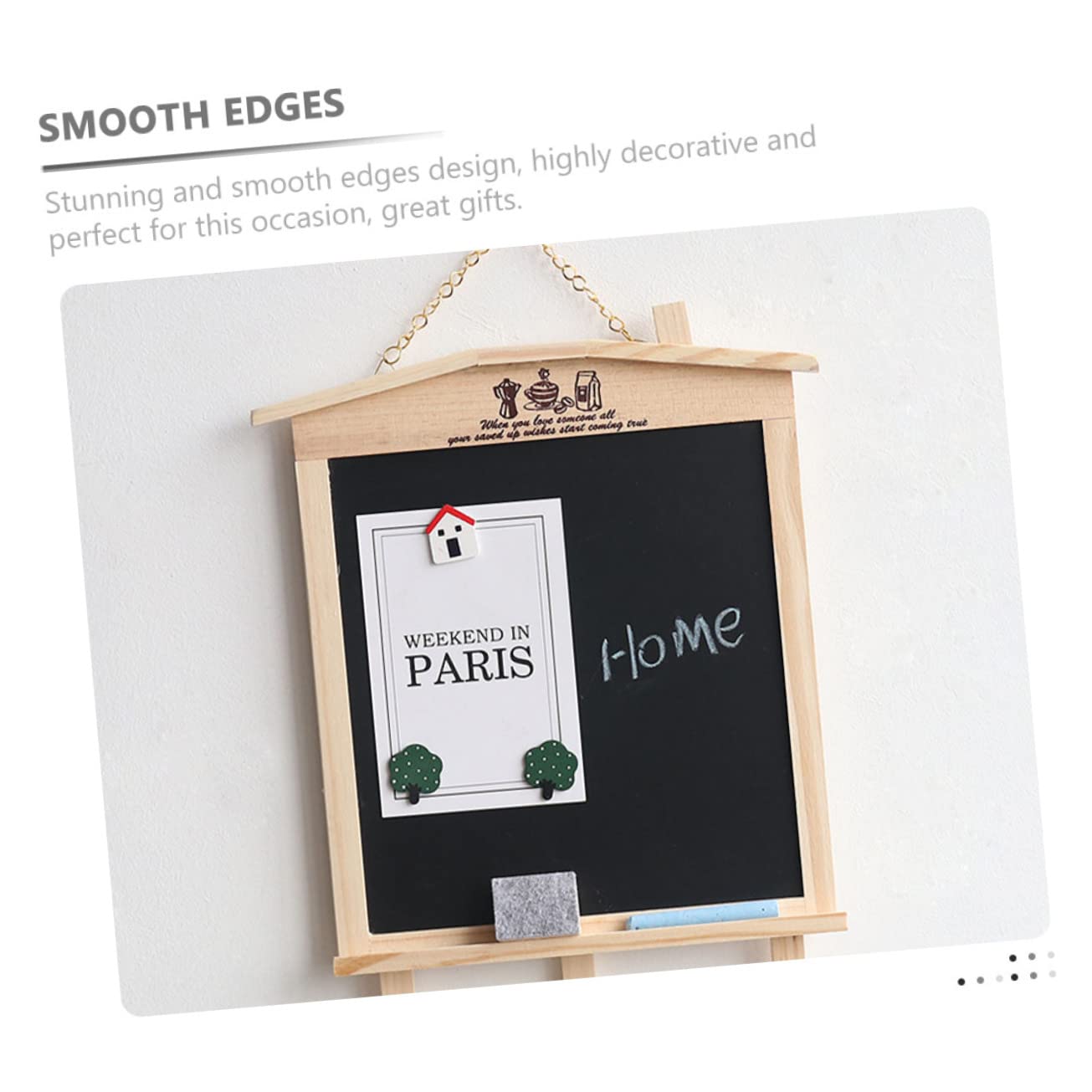 PLAFOPE Tablero de Mensajes Reutilizable de Madera y Magnetismo para Escritorio, Pizarra Negra Decorativa Diseño Delicado y Bordes Lisos para Uso Hogar