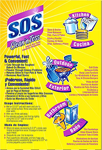 S.o.s Clean N' Toss Steel Wool Soap Pads, Home Cleaning Pads, Reusable Soap Scrubbers, Grease Cleaner, Outdoor, Bathroom Or Kitchen Cleaning, Small Size Pads, 15 Count #TOP6
